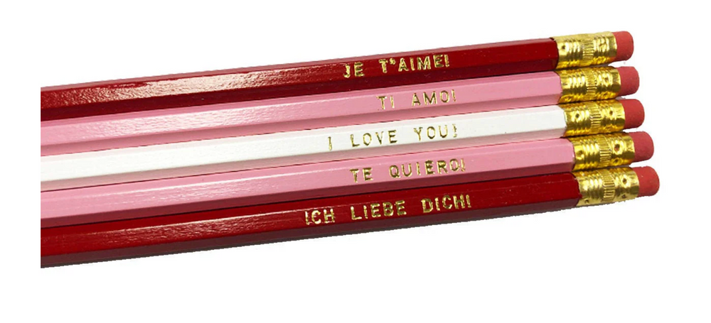 Set of 5 "I love you" pencils