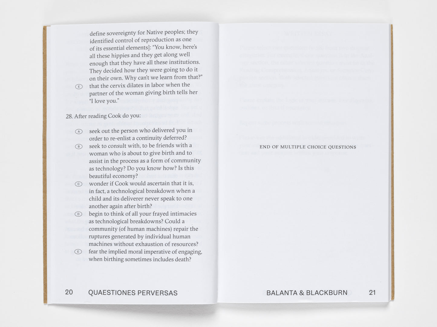 Beatriz E. Balanta & Mary Walling Blackburn: Quaestiones Perversas